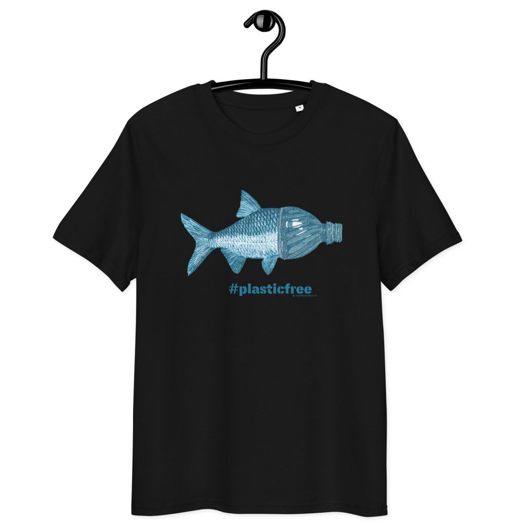 #Plasticfree Bottlefish unisex organic tee by femillustration