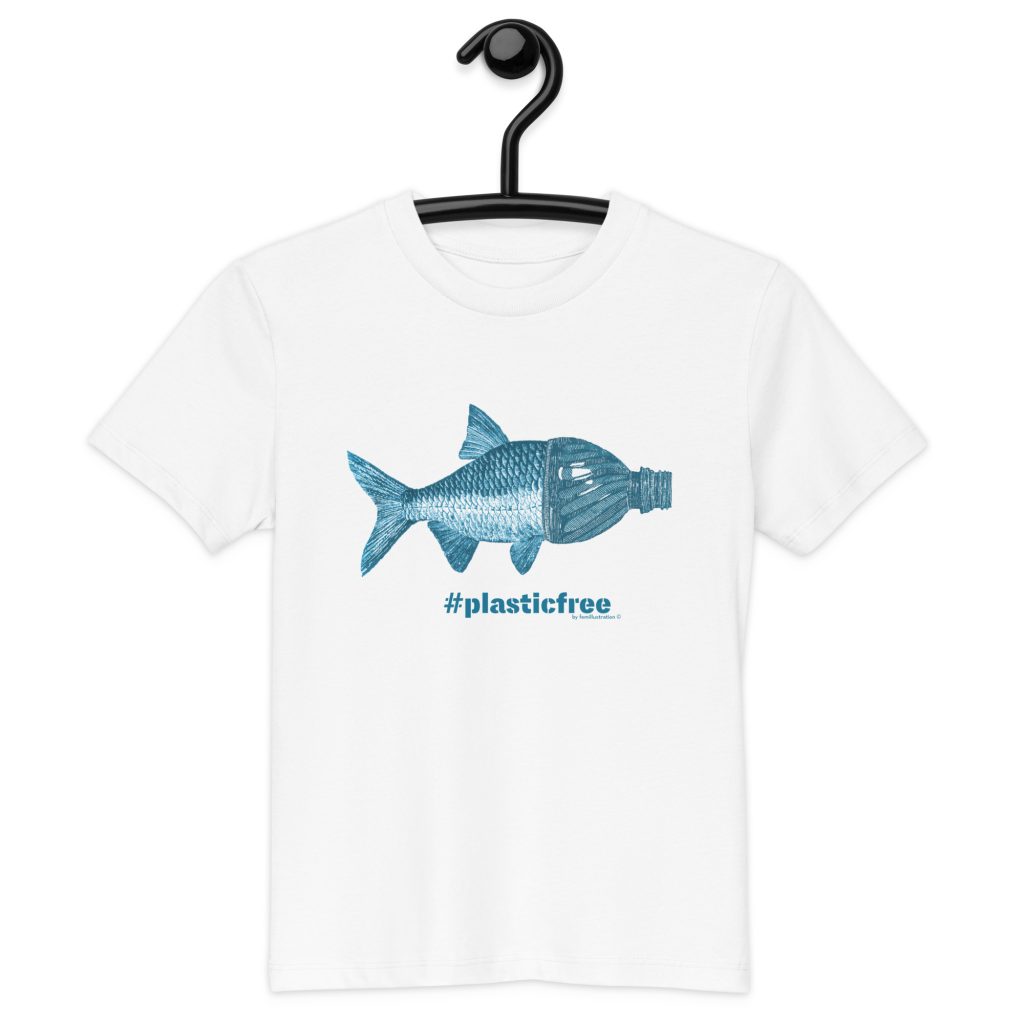 #Plasticfree Bottle Fish Organic cotton kids t-shirt